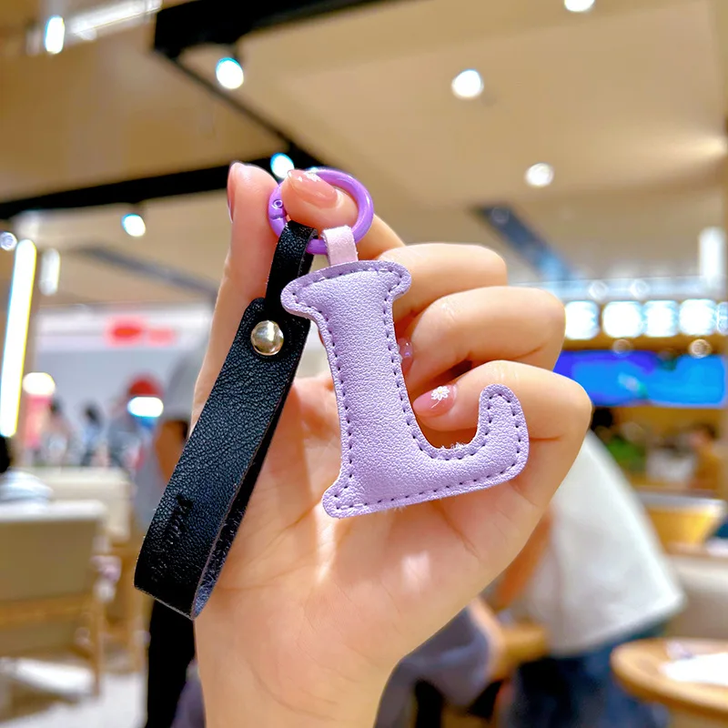 A to Z PU Leather Initial Lett - Monogram Keychain Leather ulasan dan harga