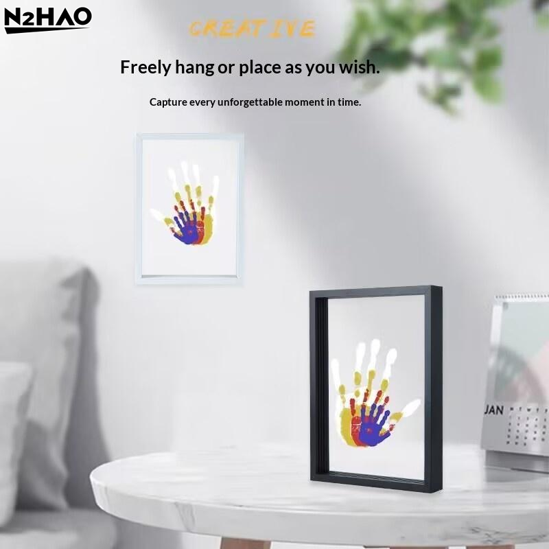 1 Set Family Handprint Photo F - Engraved Wood Frame ulasan dan harga