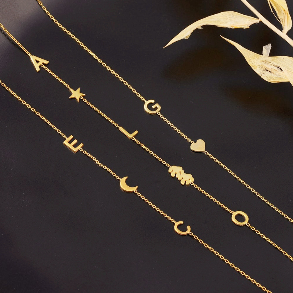 Custom Initial Name Necklace C - Birth Flower Necklace ulasan dan harga