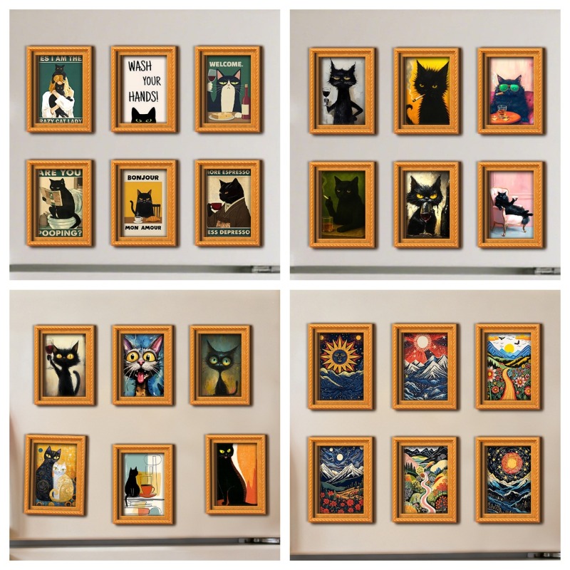 6Pcs/set Wooden Refrigerator M - Engraved Wood Frame ulasan dan harga
