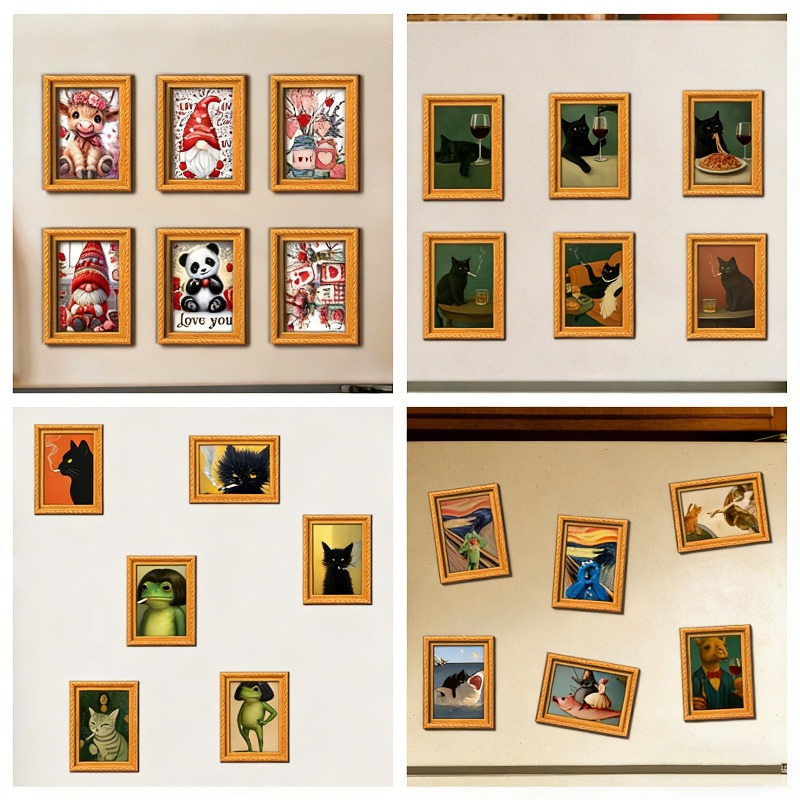 6Pcs/set Wooden Refrigerator M - Engraved Wood Frame ulasan dan harga