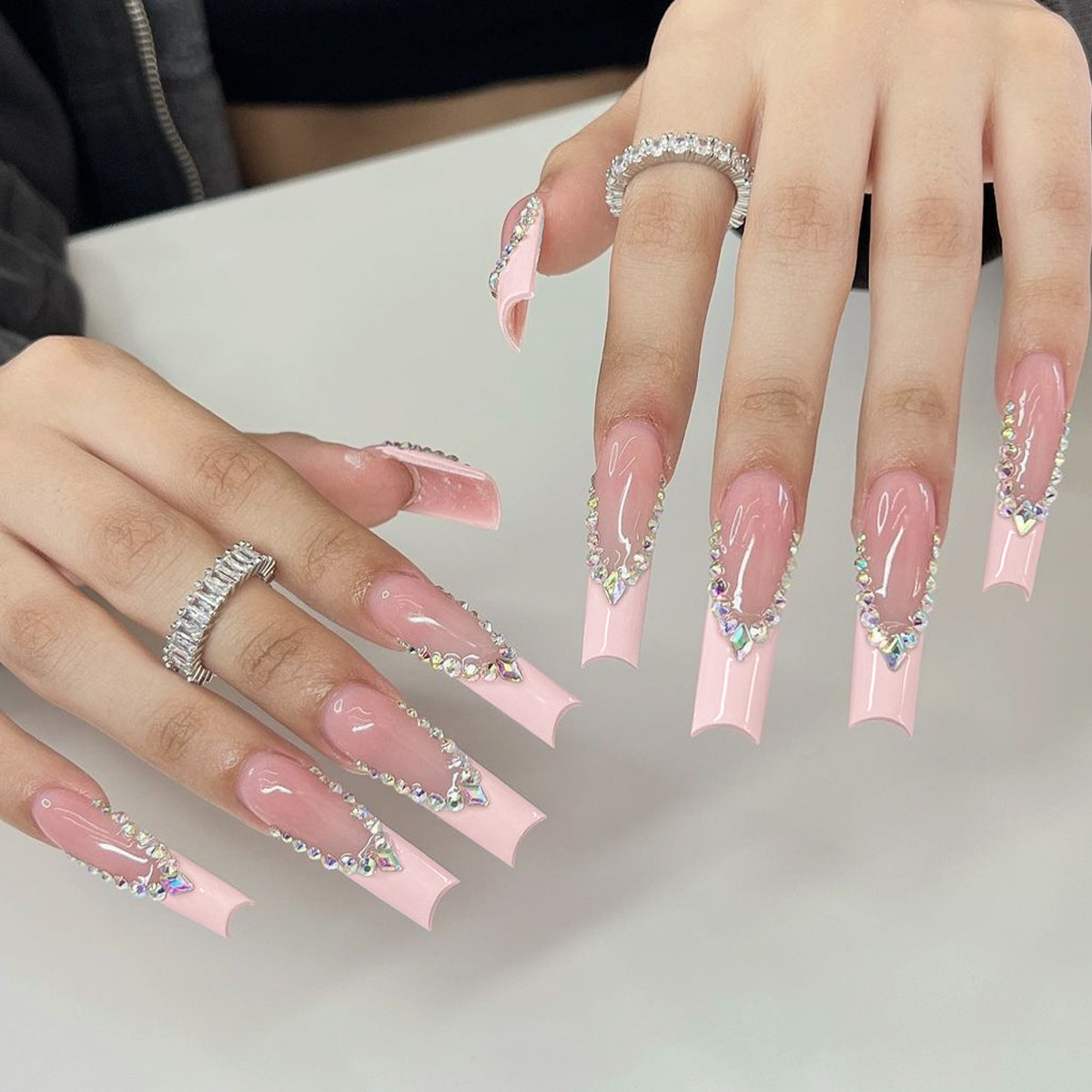 24pcs Long Ballet False Nails  - Pressed Flower Art ulasan dan harga