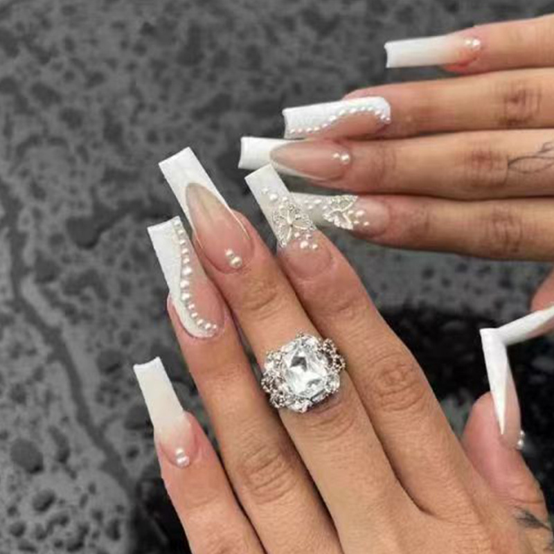 24pcs Long Ballet False Nails  - Pressed Flower Art ulasan dan harga
