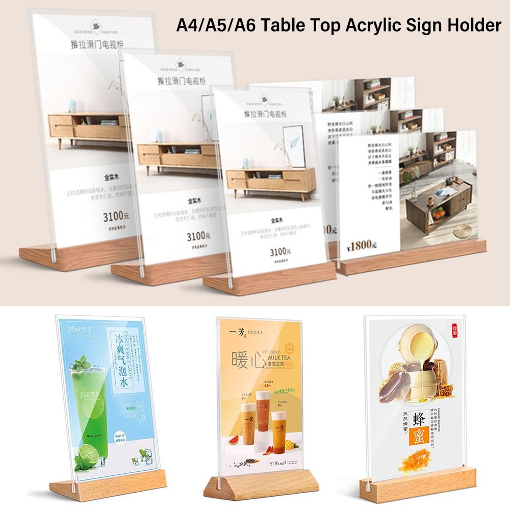 Durable Acrylic Table Top Sign - Engraved Wood Frame ulasan dan harga