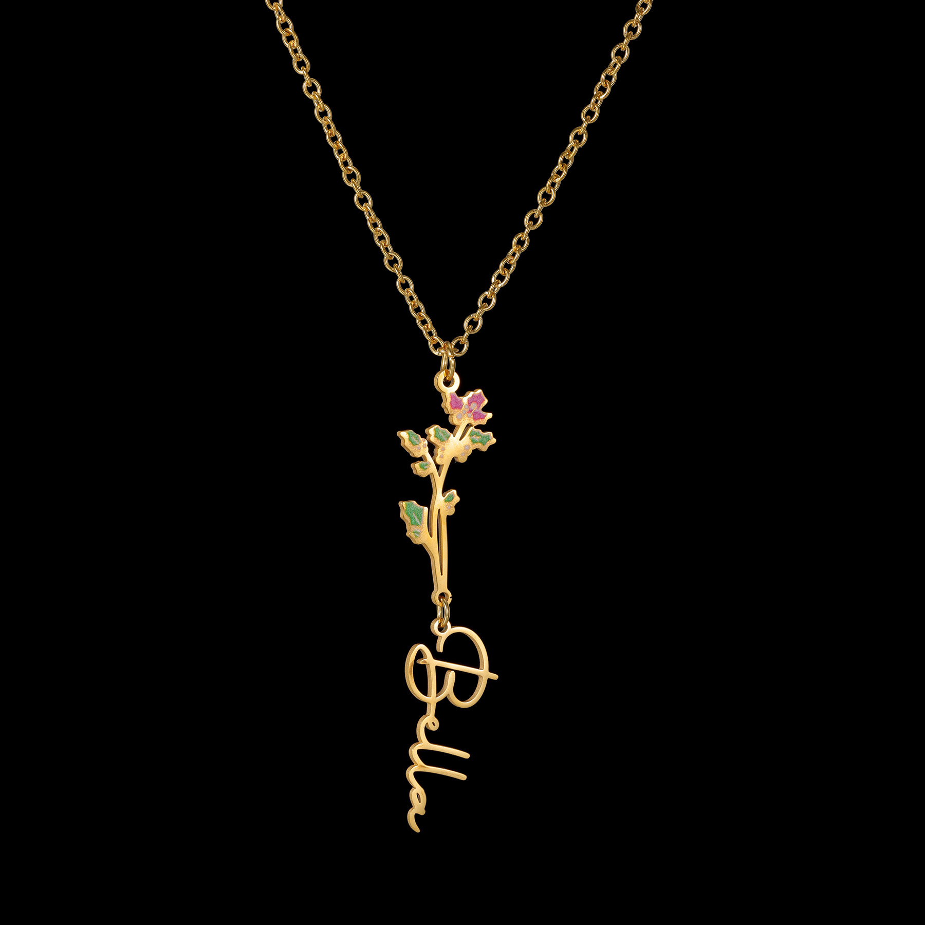 Acheerup Custom Name Necklace  - Birth Flower Necklace ulasan dan harga