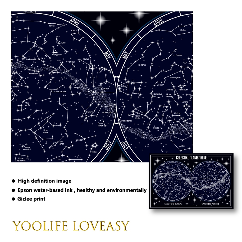 Celestial Planisphere Map Canv - Custom Star Map ulasan dan harga