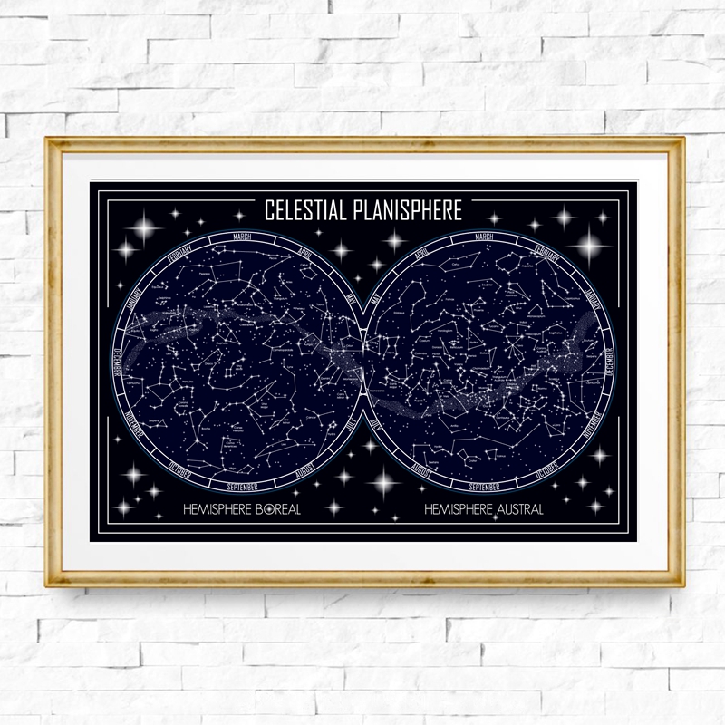 Celestial Planisphere Map Canv - Custom Star Map ulasan dan harga